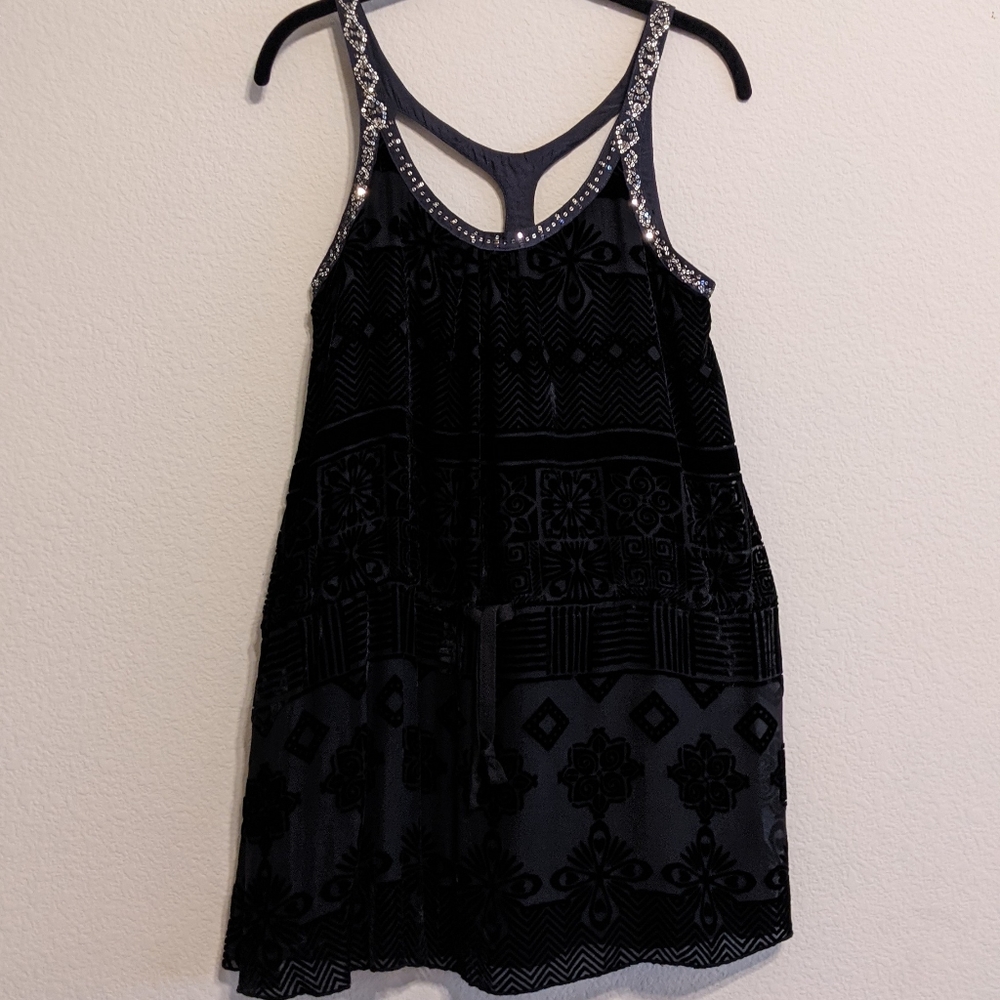 Free People black velvet sequins strap tunic Sz 0